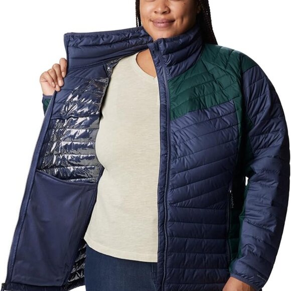 🆕Columbia Women's Powder Lite II FZ Jacket- Medium- Nocturnal / Spruce- Authent - Picture 6 of 6